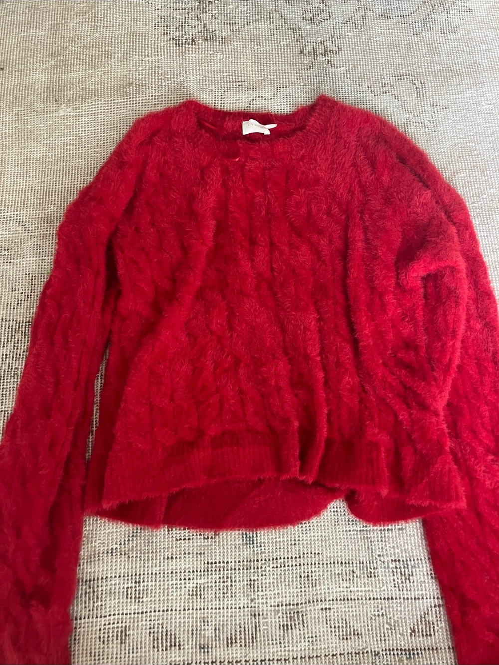 Cyrus Red Fuzzy Crewneck Sweater